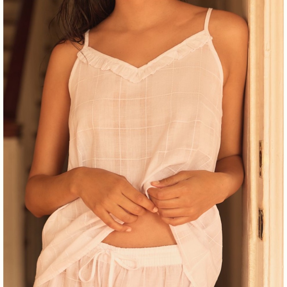 NWT Papinelle Yvy Orgánico Cotton Frill Sleep Cami Top Size XL